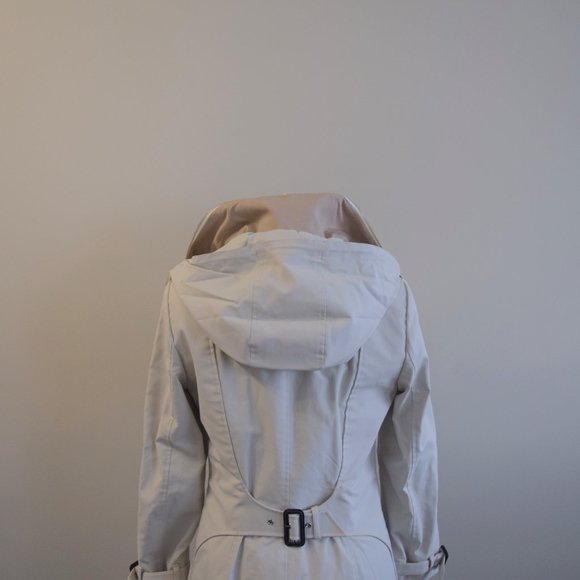 Off-White Buttoned Fall Trench Peacoat Leather Coat - Picture 11 of 16